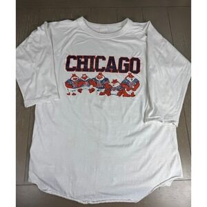 Vtg Chicago Bears Long Sleeve Shirt Mens Medium  White NFL  Baseball Tee